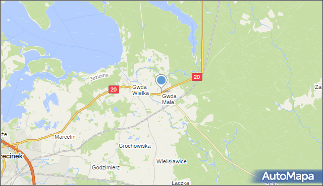 mapa Gwda Mała, Gwda Mała na mapie Targeo